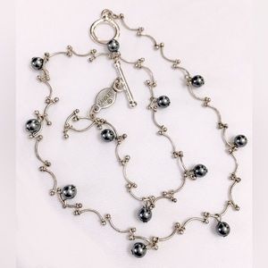 Vintage Carolee Gray Pearl Silver Squiggle Necklace